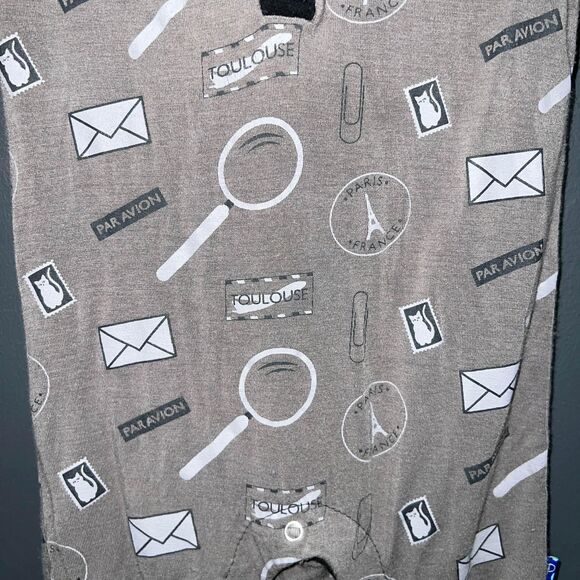 KicKee Pants 0-3m Hooded Romper - Bamboo - Brown - Black - Picture 4 of 8